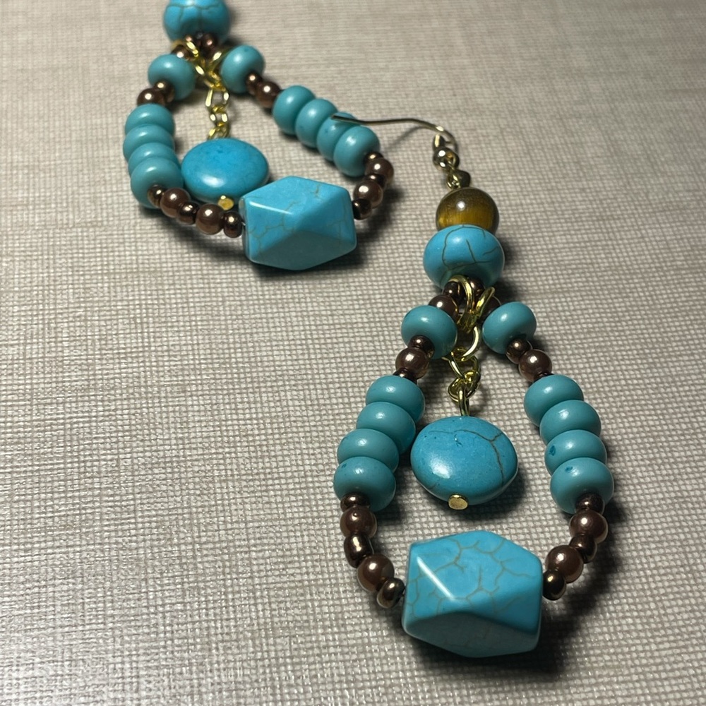 Turquoise colored boho earrings